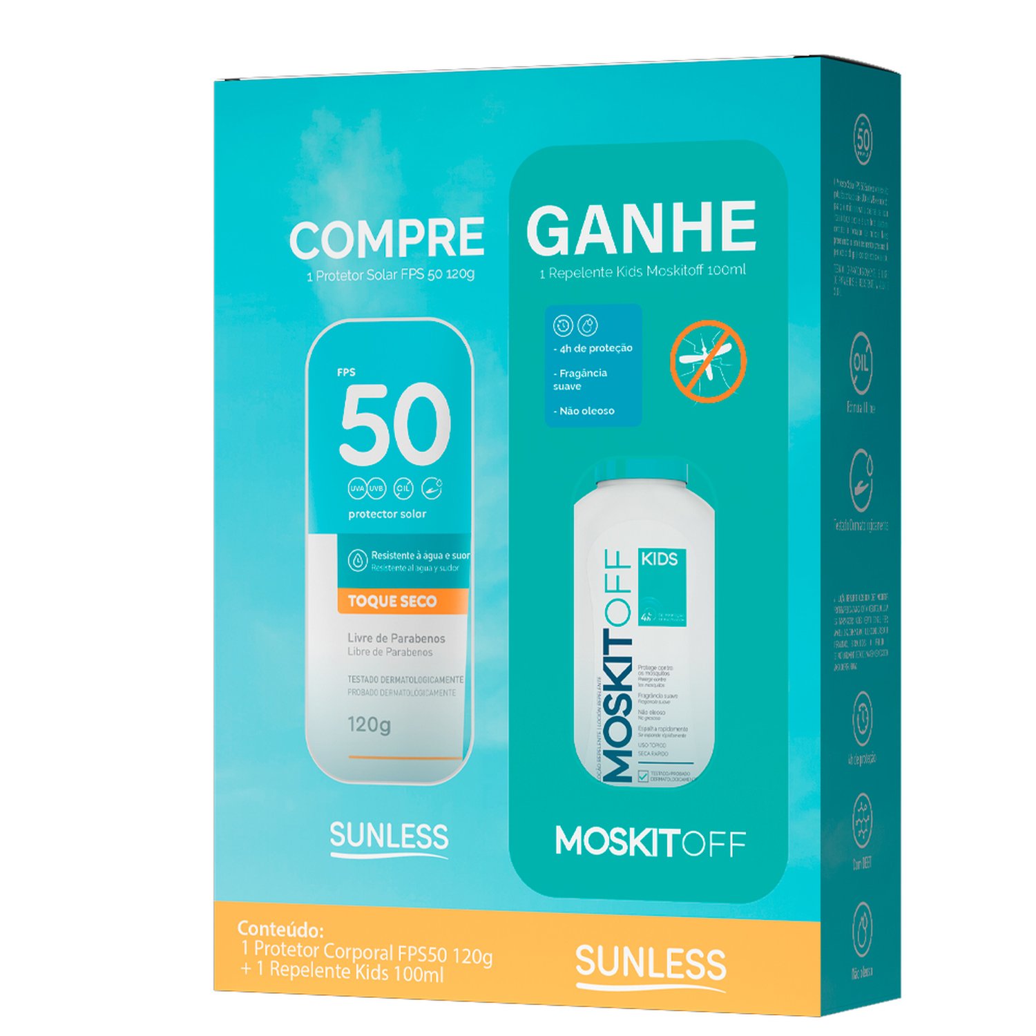 Kit Protetor Solar Sunless Fps50 120Gr + Repel Kids 100Ml