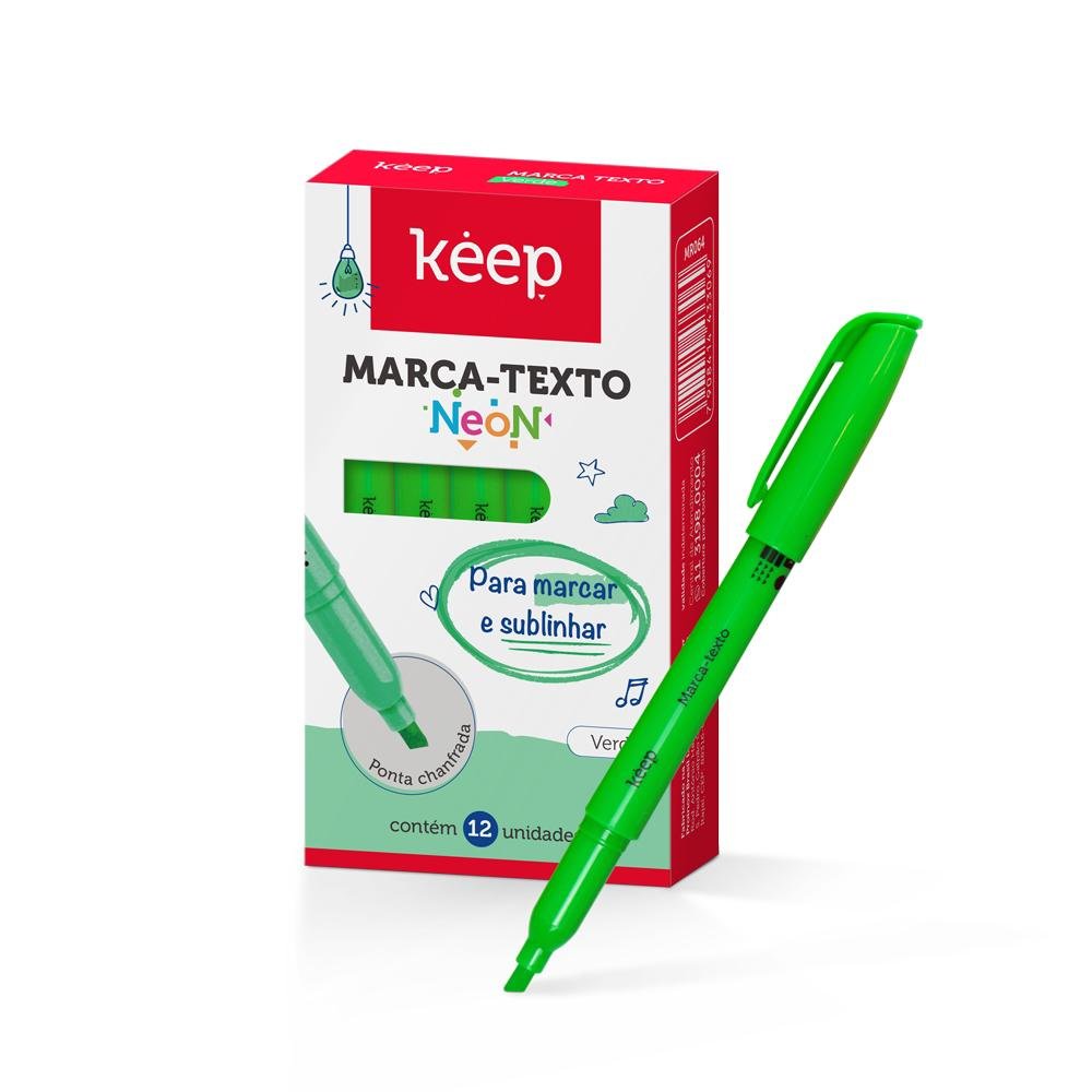 Marca Texto Verde Caixa Com 12 Unidades Keep - MR064