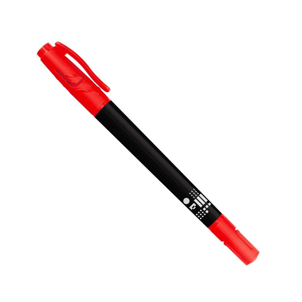 Caneta Marcador Permanente Duas Pontas Fina/Ultrafina 1mm/0.4mm Vermelho Caixa Com 12 Unidades Keep - MR071