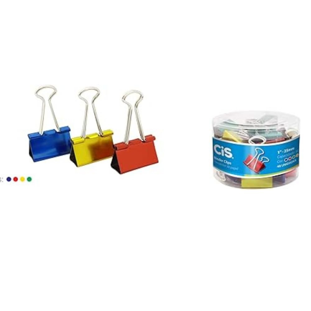 Prendedor Papel Color 25mm 111922 Binder Clip Cis Pote Com 48 Sortidas