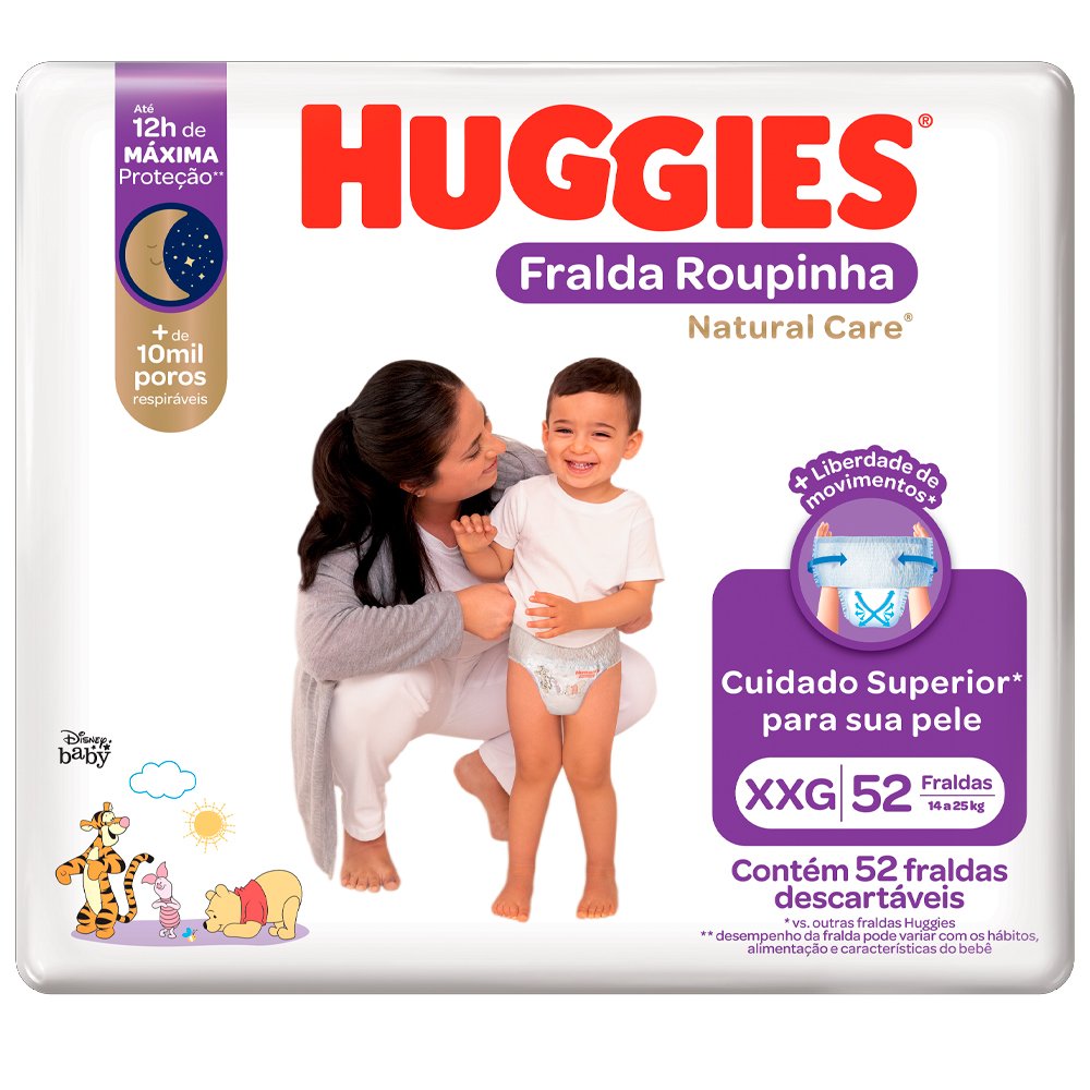 Fralda Huggies Natural Care Roupinha Hiper Xxg Com 52 Unidades