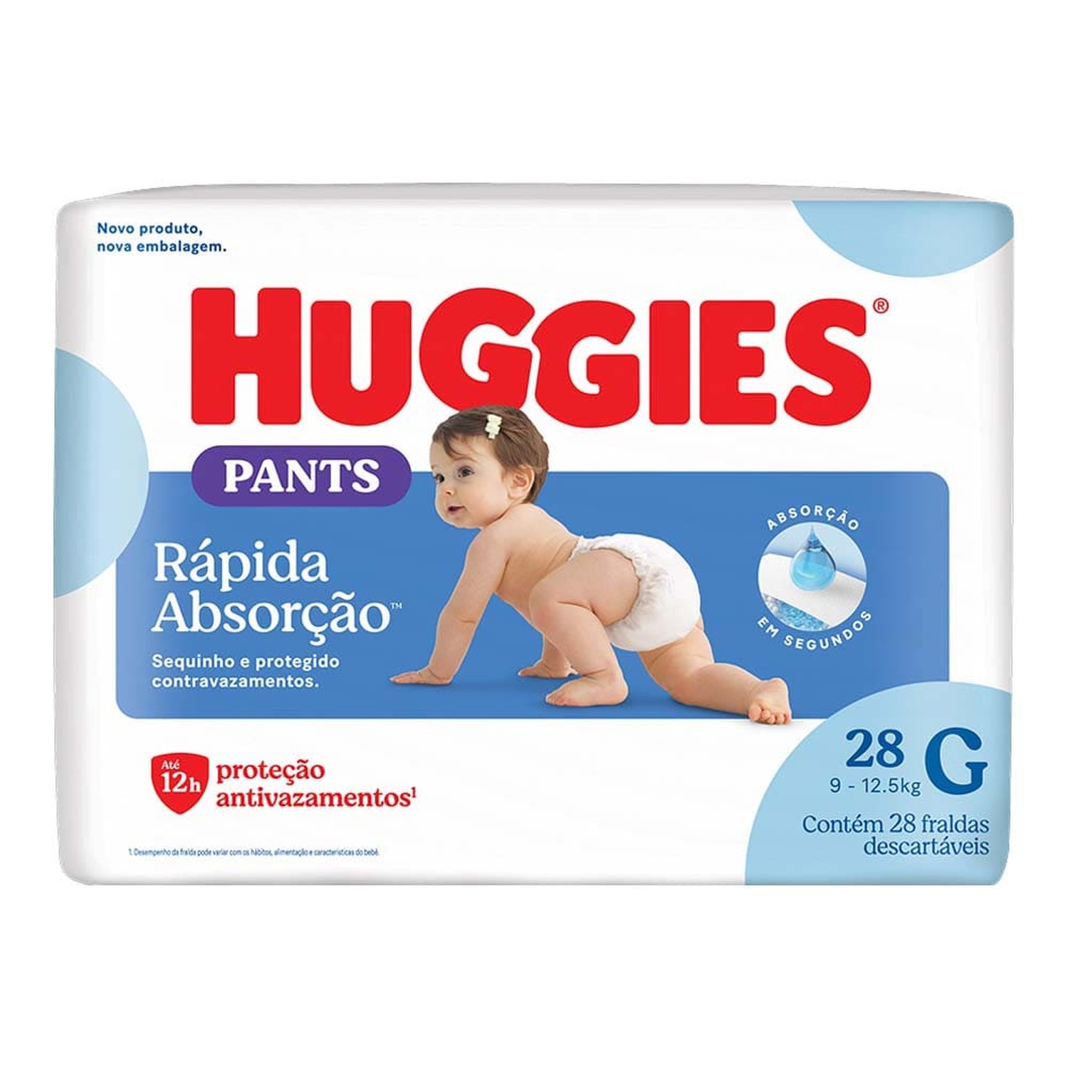 Fralda Huggies Tripla Proteção Roupinha Mega G Com 28