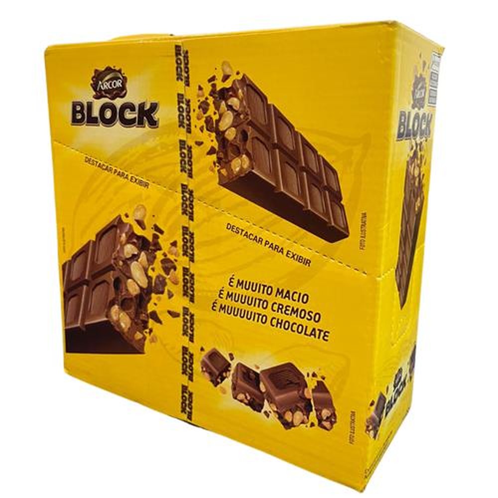 Tablete De Chocolate Ao Leite Com Amendoim Block Display Com 12 Unidades De 140g Arcor