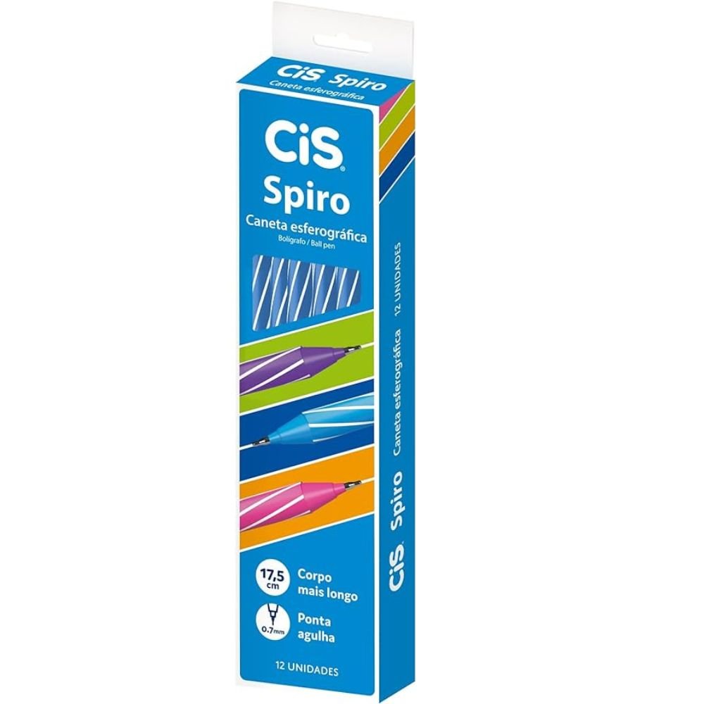 Caneta Esferográfica Cis Spiro 0.7mm Azul