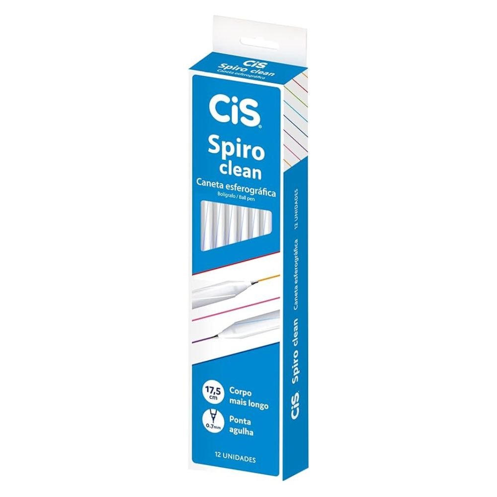 Caneta Esferográfica Cis Spiro Clean 0.7mm Azul