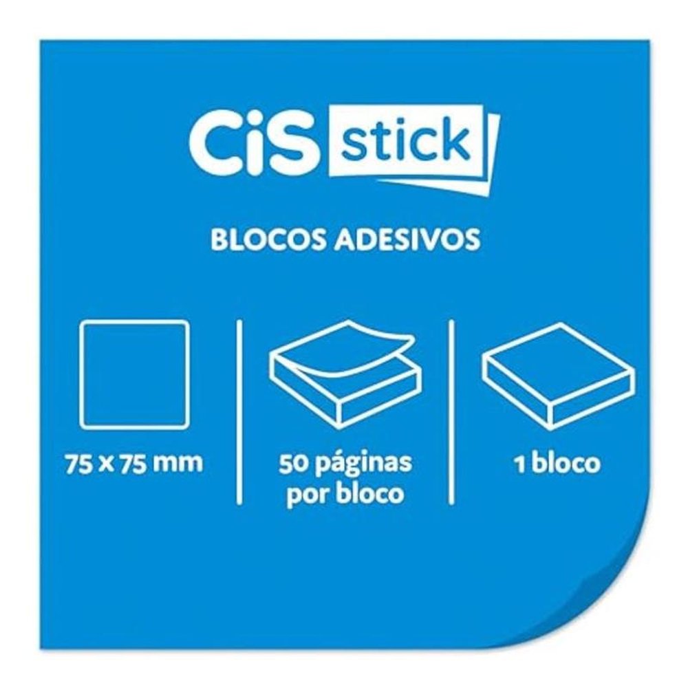 Bloco Adesivo Cis Stick Transparente Amarelo 75x75mm 50 Folhas