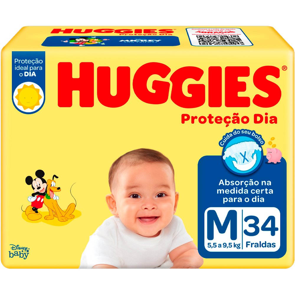 Fralda Huggies Protecao Dia Disney Jumbo M Com 34 Unidades