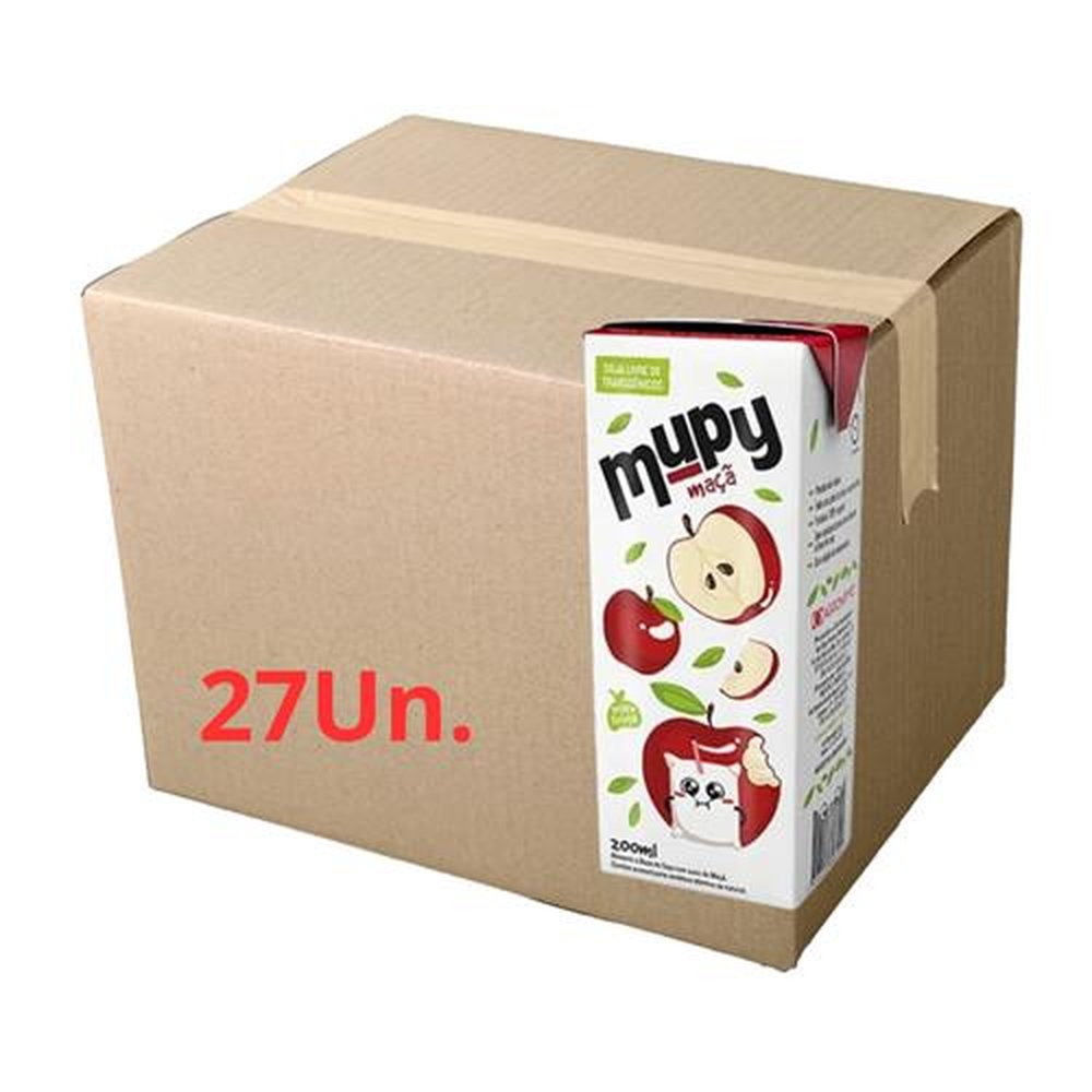 Suco De Soja Mupy Longa Vida Caixa Com 27 Unidades De 200ML Sabor Maçã