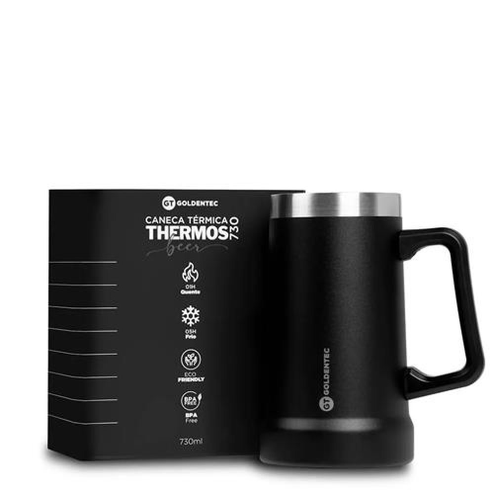 Caneca Térmica Goldentec Thermos Beer 730ml Preta
