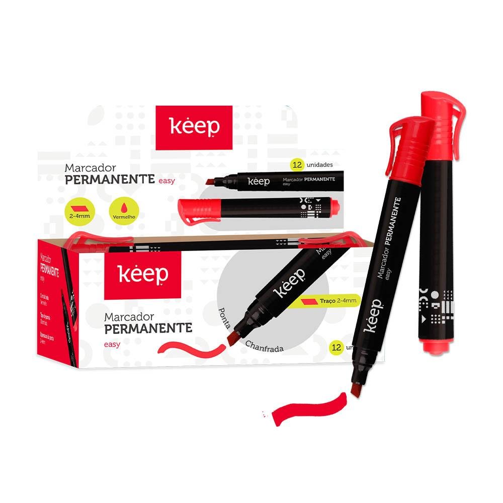 Pincel Marcador Permanente Easy Vermelho Keep CX 12UN - MR051