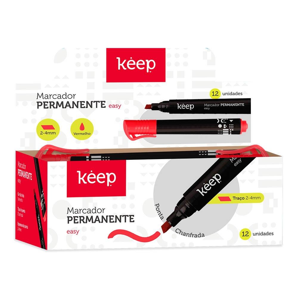 Pincel Marcador Permanente Easy Vermelho Keep CX 12UN - MR051