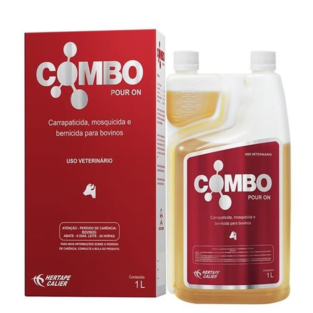 Combo Pour-On Hertape Calier Carrapaticida Mosquicida e Bernicida p/ Bovinos 1L