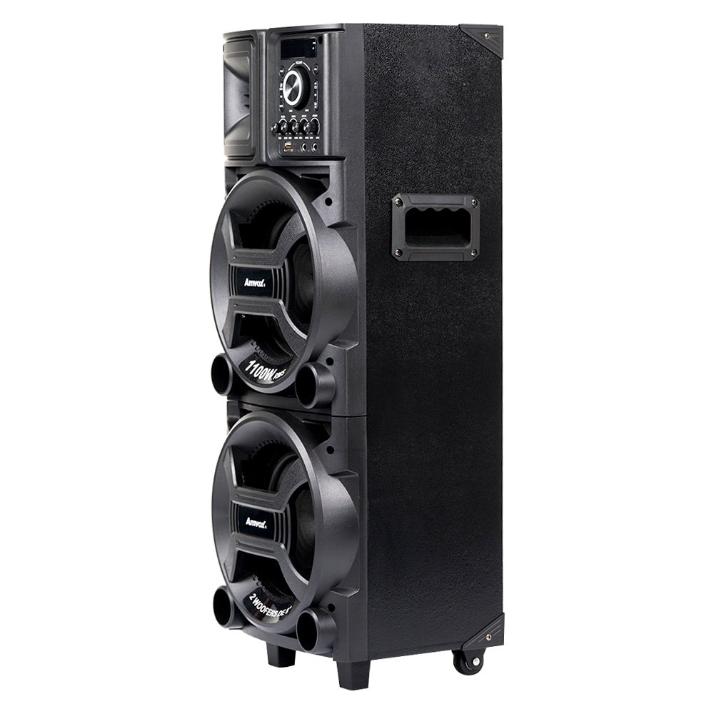Caixa de Som Amplificada ACA 1101 Black Duplo 8 - AUX/USB/CARD, Bluetooth, 1100W RMS, Preto