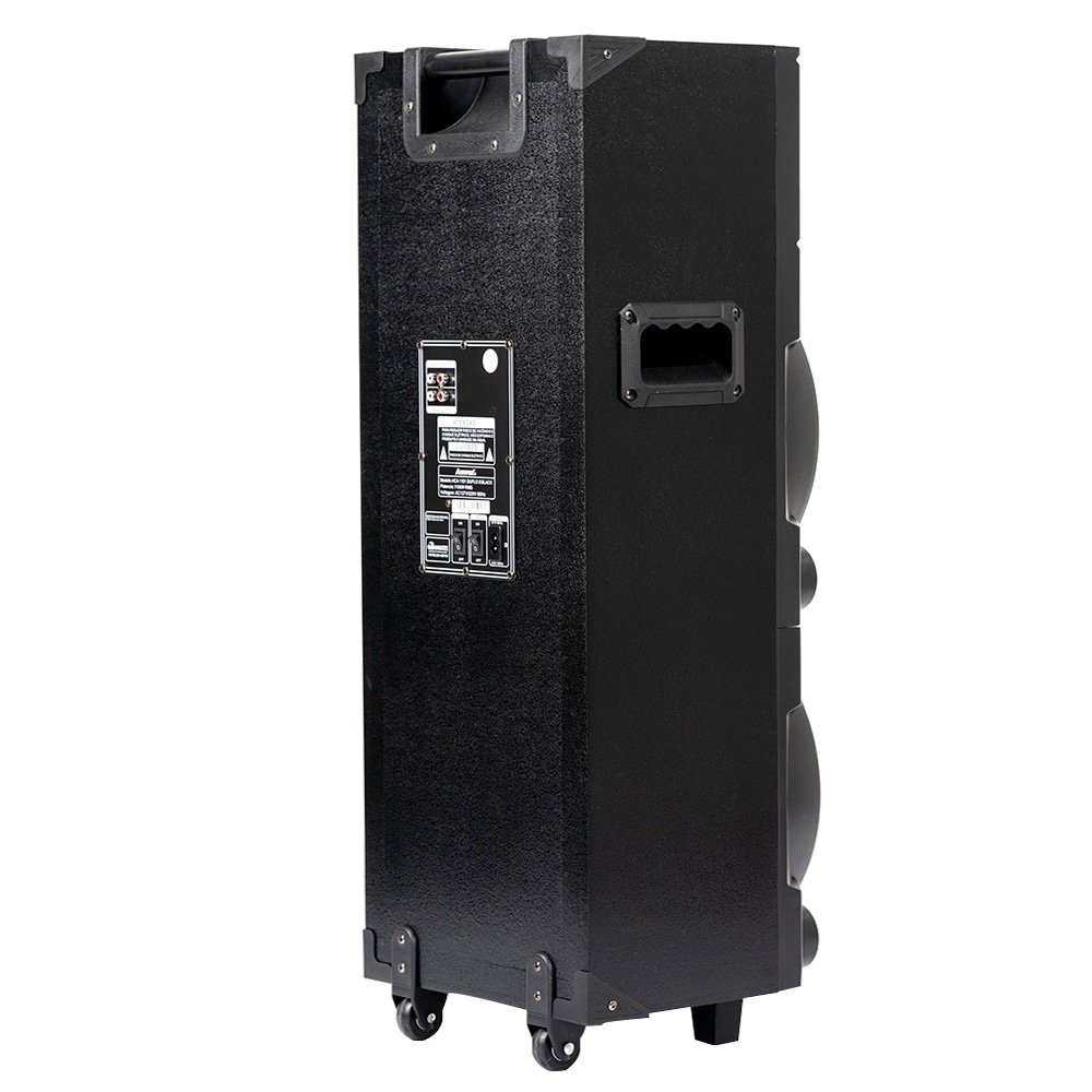 Caixa de Som Amplificada ACA 1101 Black Duplo 8 - AUX/USB/CARD, Bluetooth, 1100W RMS, Preto