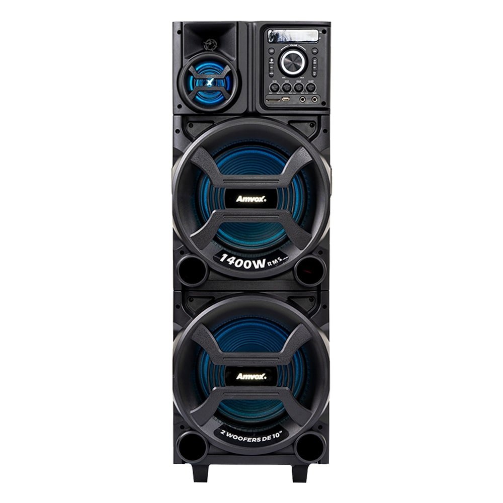 Caixa de Som Amplificada ACA 1402 Titan Black - AUX/USB/CARD, Iluminação LED, 1400W RMS, Preto