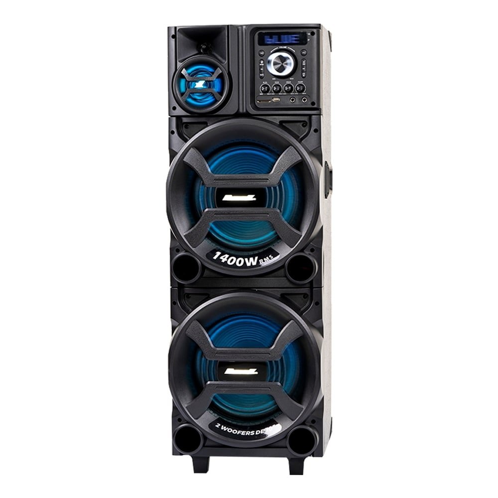 Caixa de Som Amplificada ACA 1402 Titan Black - AUX/USB/CARD, Iluminação LED, 1400W RMS, Preto