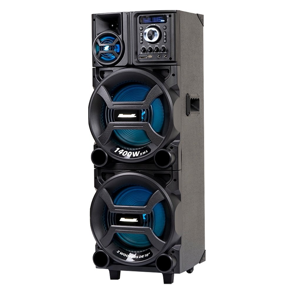 Caixa de Som Amplificada ACA 1402 Titan Black - AUX/USB/CARD, Iluminação LED, 1400W RMS, Preto