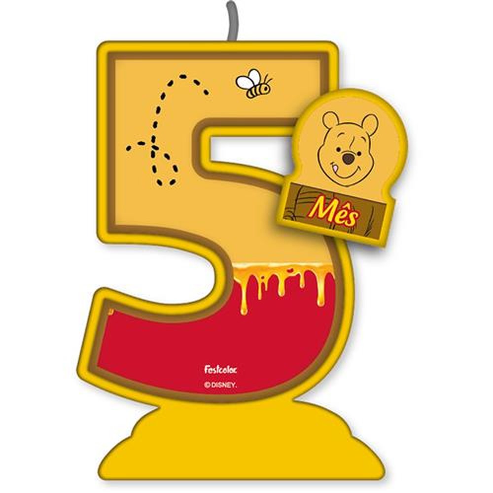 Vela Mesversario Pooh E Sua Turma N 5