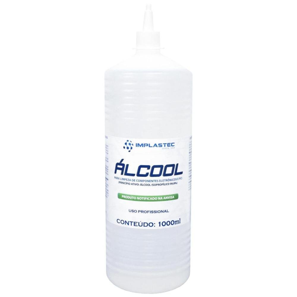 Álcool Para Limpeza de Eletronicos 1000ML IMPLASTEC Un.Venda: CX/18