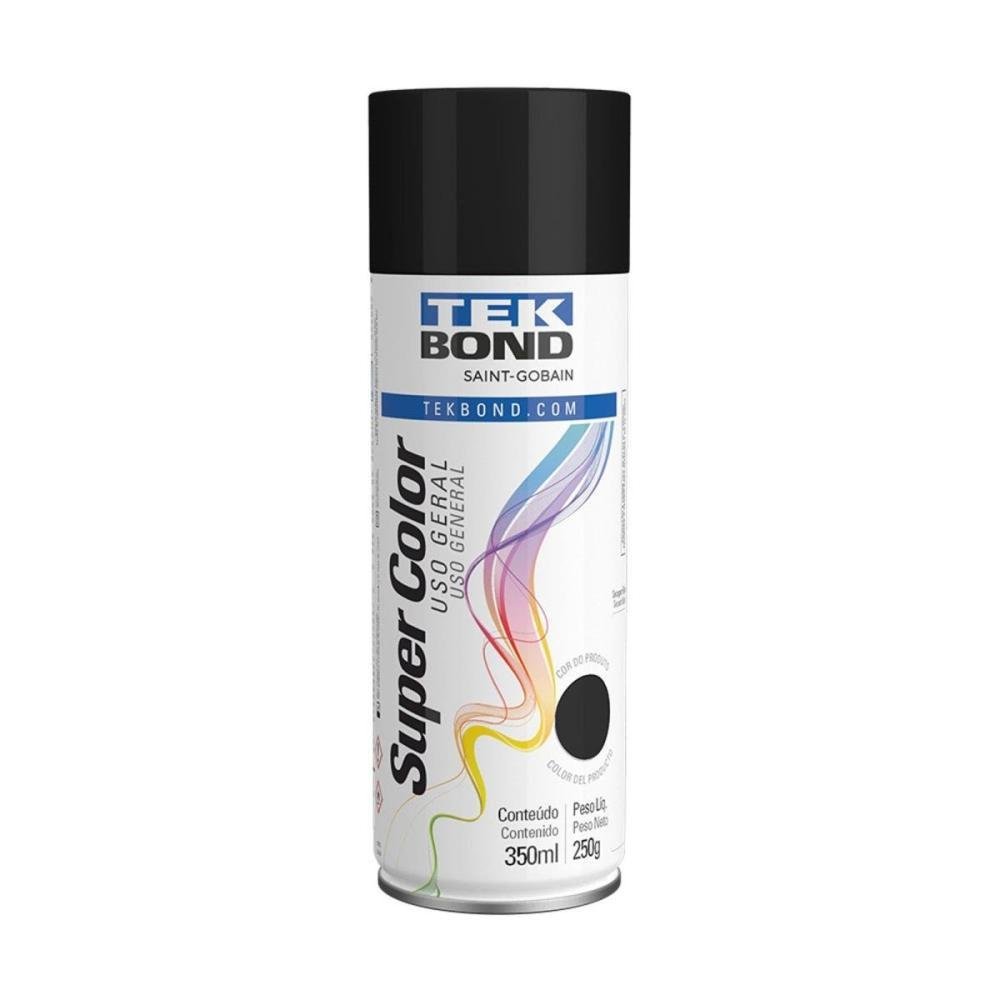 Tinta Aerossol Preto Brilhante 350ml Tekbond Un.Venda: CX/6