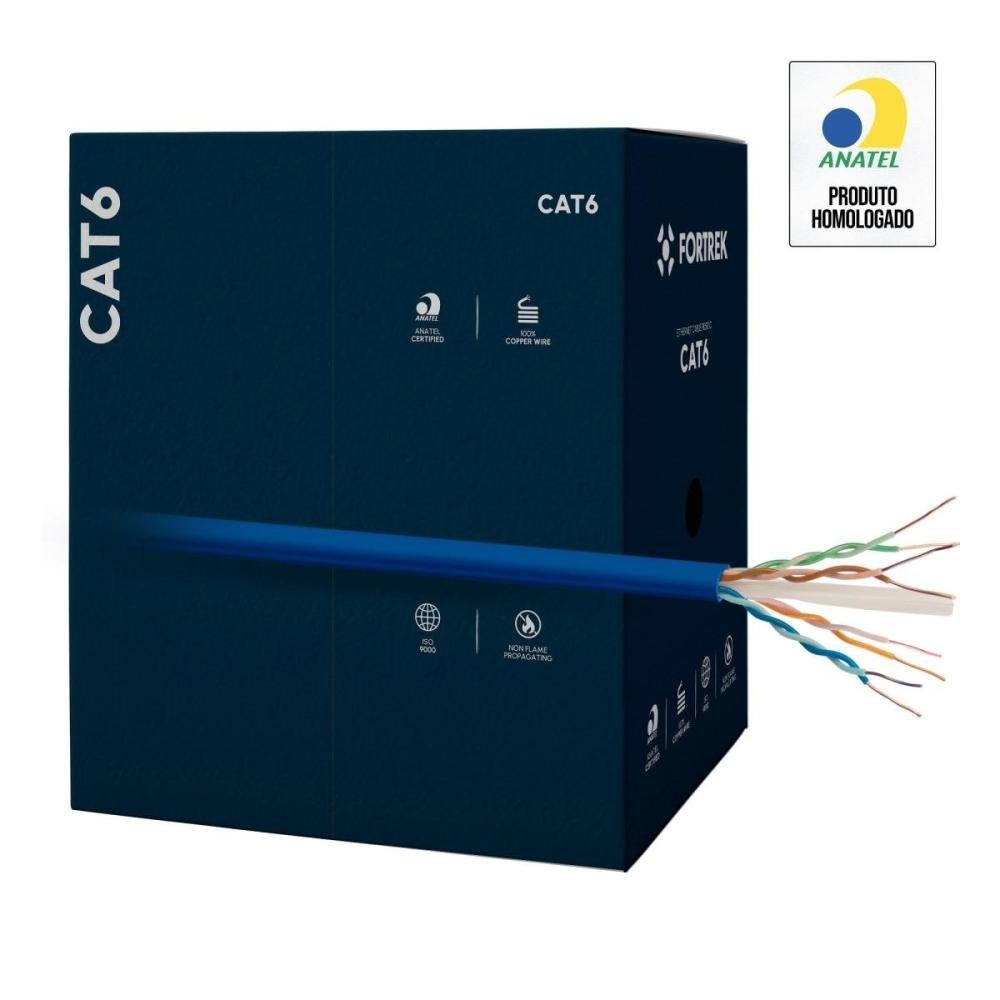 Cabo de Rede CAT6 305m Fortrek FK510C CMX Azul - Caixa com 305 metros