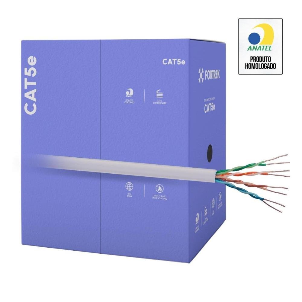 Cabo de Rede CAT5e 305m Fortrek FK500C CMX Cinza - Caixa com 305 metros
