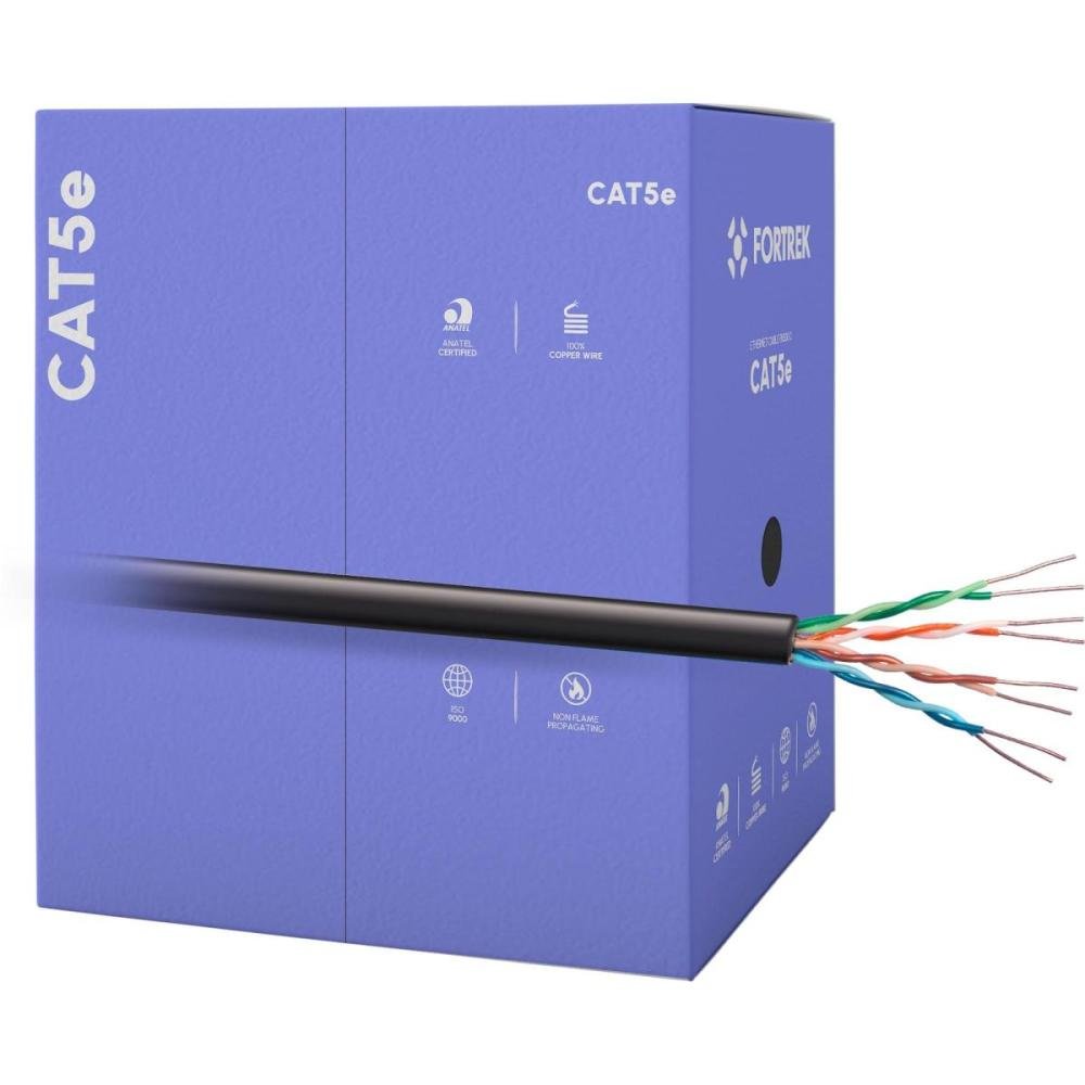 Cabo de Rede CAT5e 305m Fortrek FK500C CMX Preto - Caixa com 305 metros