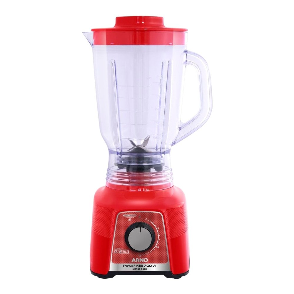 Liquidificador Arno Power Mix LQ34 - Copo de Plástico, 15 Velocidades + Pulsar, 700W, Vermelho, 220V