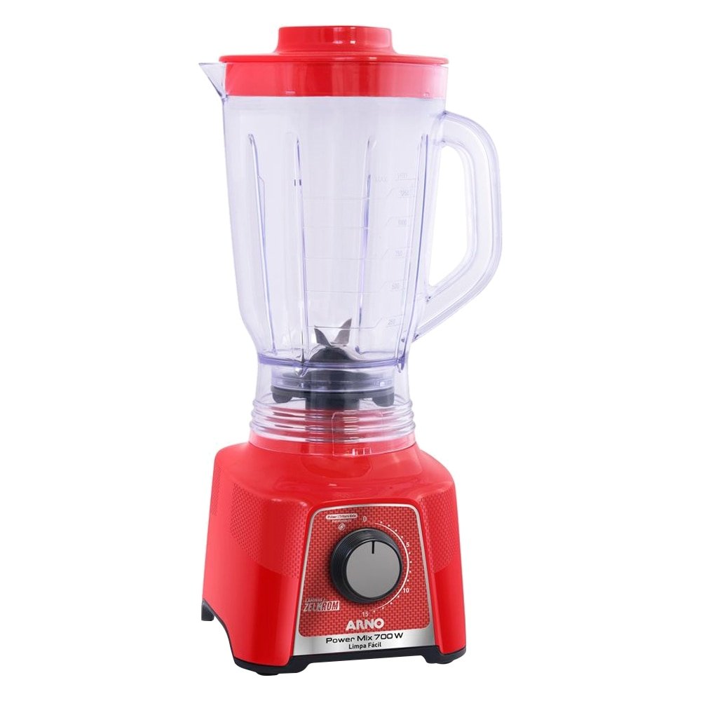 Liquidificador Arno Power Mix LQ34 - Copo de Plástico, 15 Velocidades + Pulsar, 700W, Vermelho, 220V
