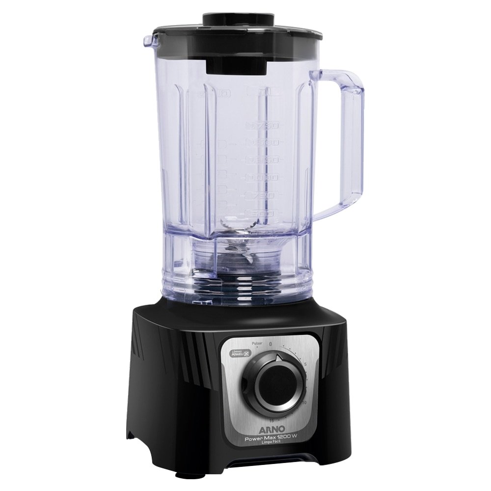 Liquidificador Arno LN78 Power Max - Copo SAN Cristal, 15 Velocidades + Pulsar, 1200W, Preto, 220V