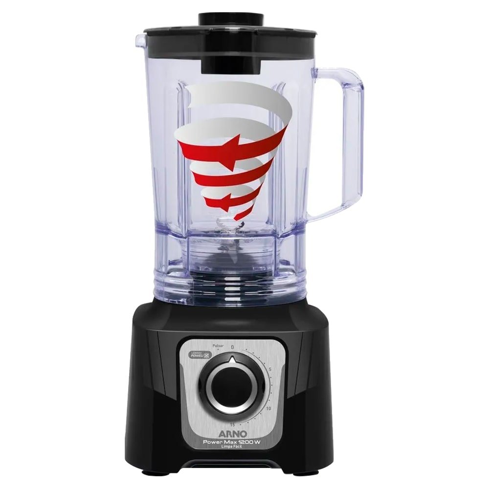 Liquidificador Arno LN78 Power Max - Copo SAN Cristal, 15 Velocidades + Pulsar, 1200W, Preto, 220V