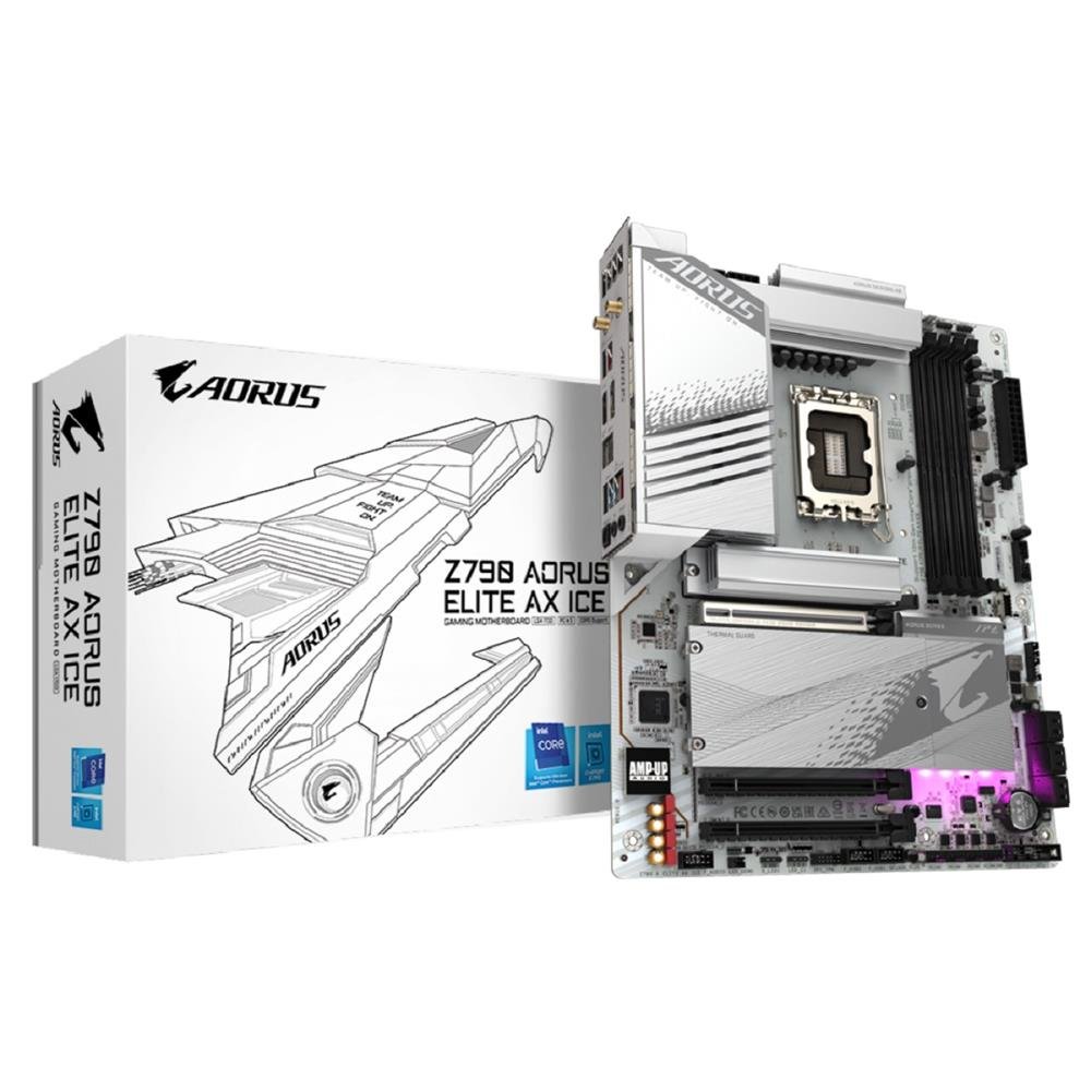 Placa Mãe Gigabyte Z790 Aorus Elite Ax Ice, Chipset Z790, Intel Lga 1700, Atx, Ddr5