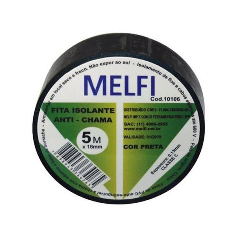 Fita Isolante 5 Metros Preta