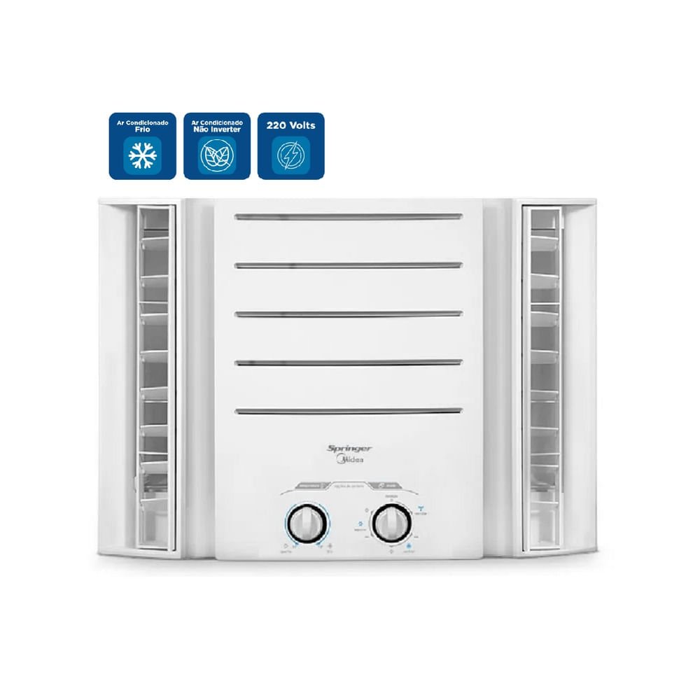 Ar Condicionado De Janela Springer Midea 7.500 Btu/H Frio Monofasico Mecanico Branco Qck075bb - 220V