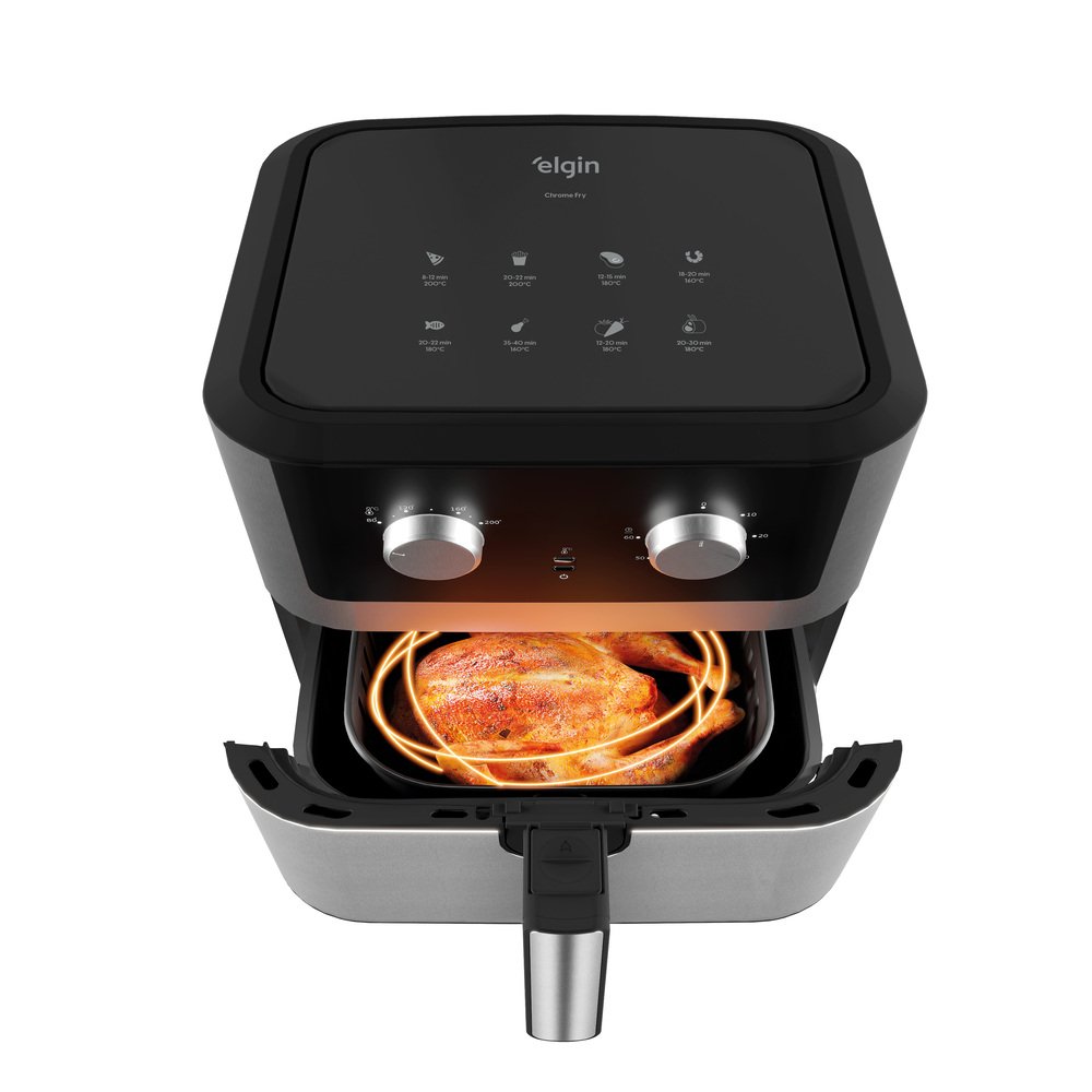 Airfryer Fritadeira Elétrica Chrome Fry 8 Litros 1900W Elgin 220V