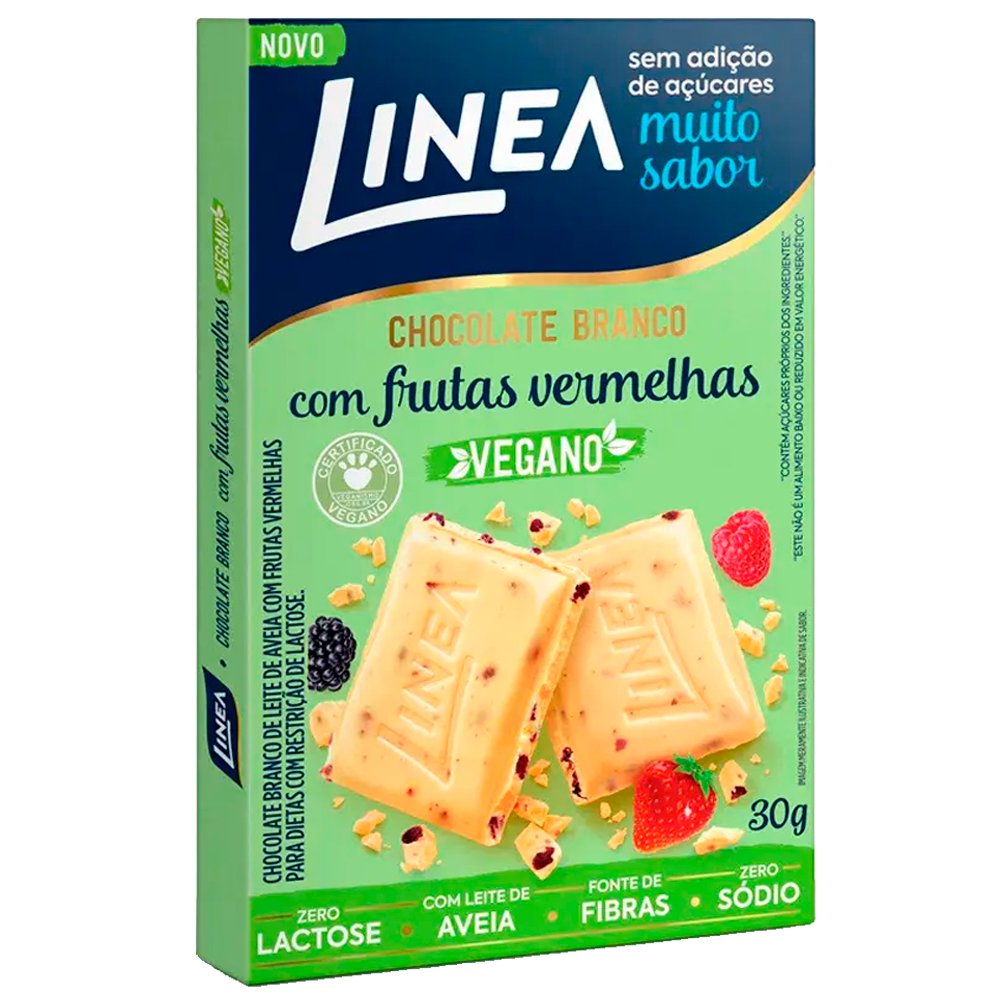 Chocolate Linea Vegano Branco com Frutas Vermelhas 30g Com 15 Unidades