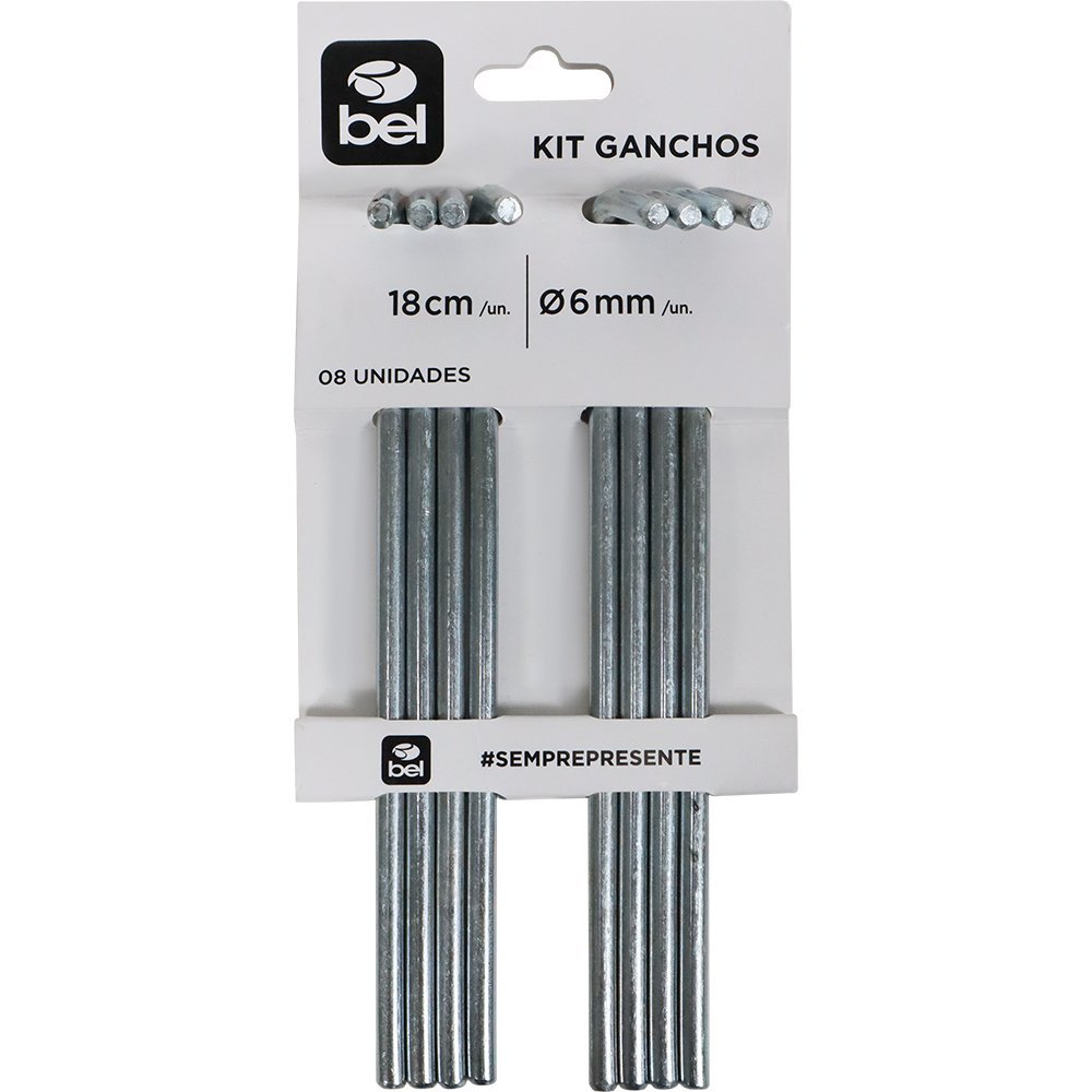 Kit 8 Ganchos Espeques 6 Mm X 18 Cm Multiuso - Bel