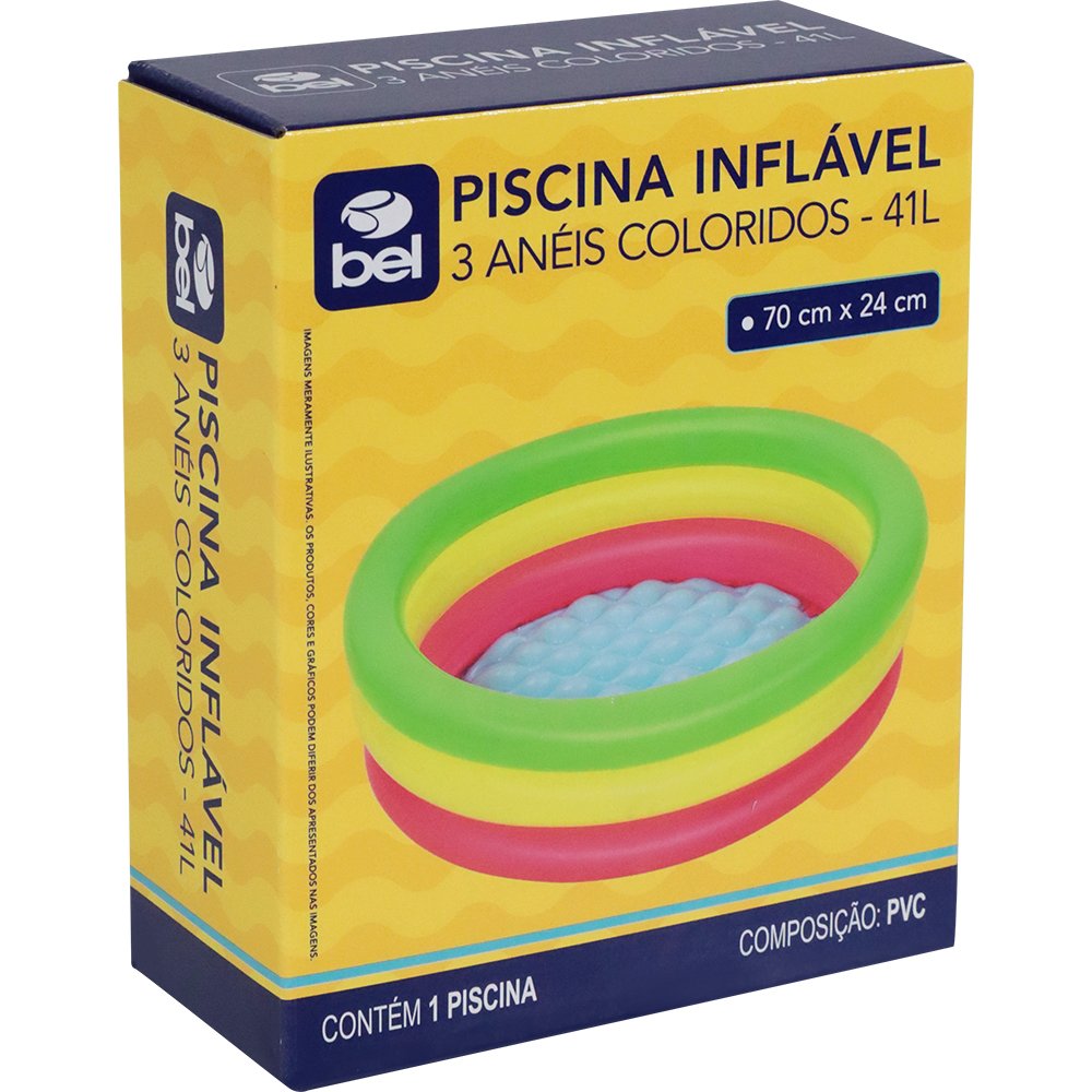 Piscina Inflavel 3 Aneis Coloridos 41l - Bel