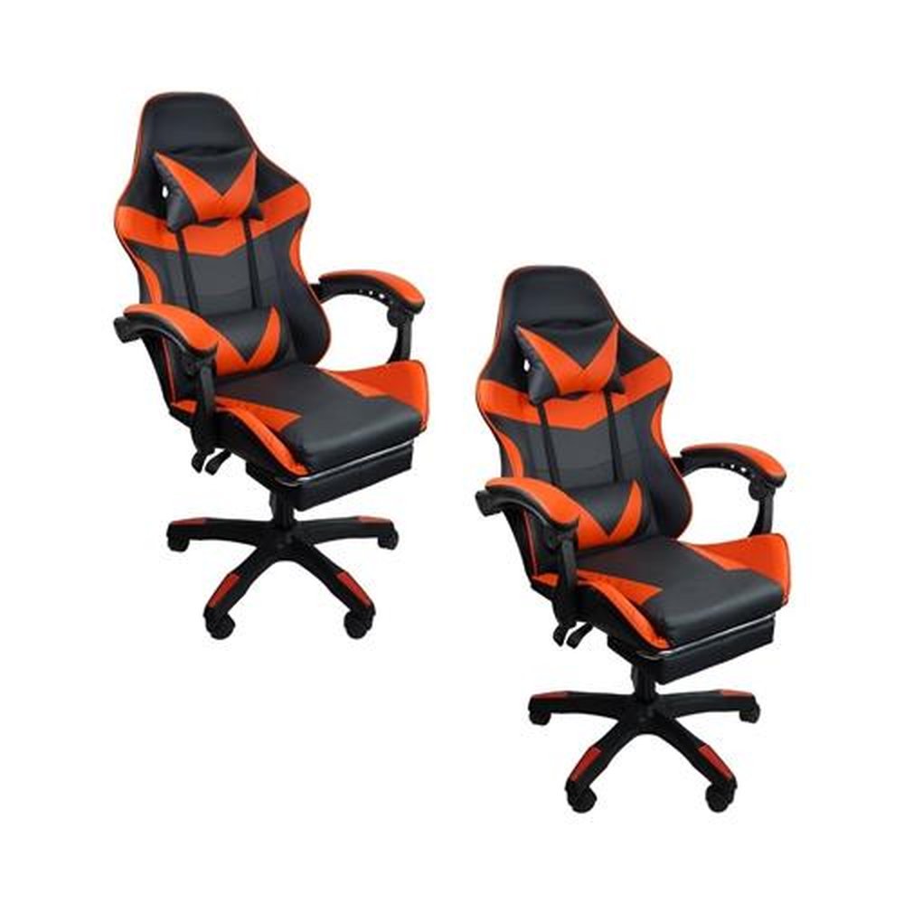 Kit 2 Cadeiras Gamer Stillus Ergonômica com Apoio Para os Pés - Vermelho