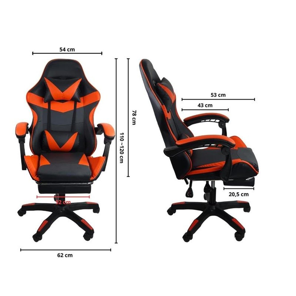 Kit 2 Cadeiras Gamer Stillus Ergonômica com Apoio Para os Pés - Vermelho