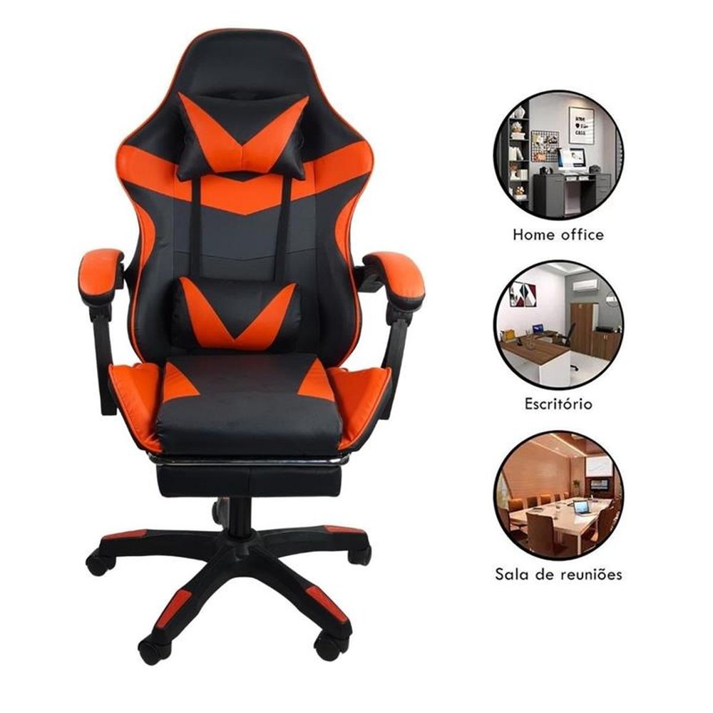 Kit 2 Cadeiras Gamer Stillus Ergonômica com Apoio Para os Pés - Vermelho