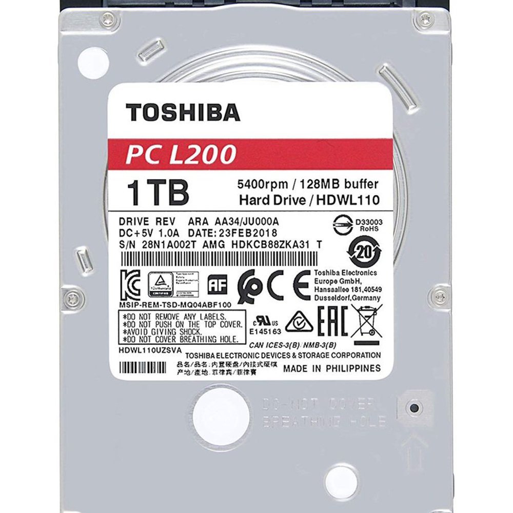 HD para Notebook 1TB 2.5" 5400RPM Sata II Toshiba PC L200 - HDWL110UZSVA