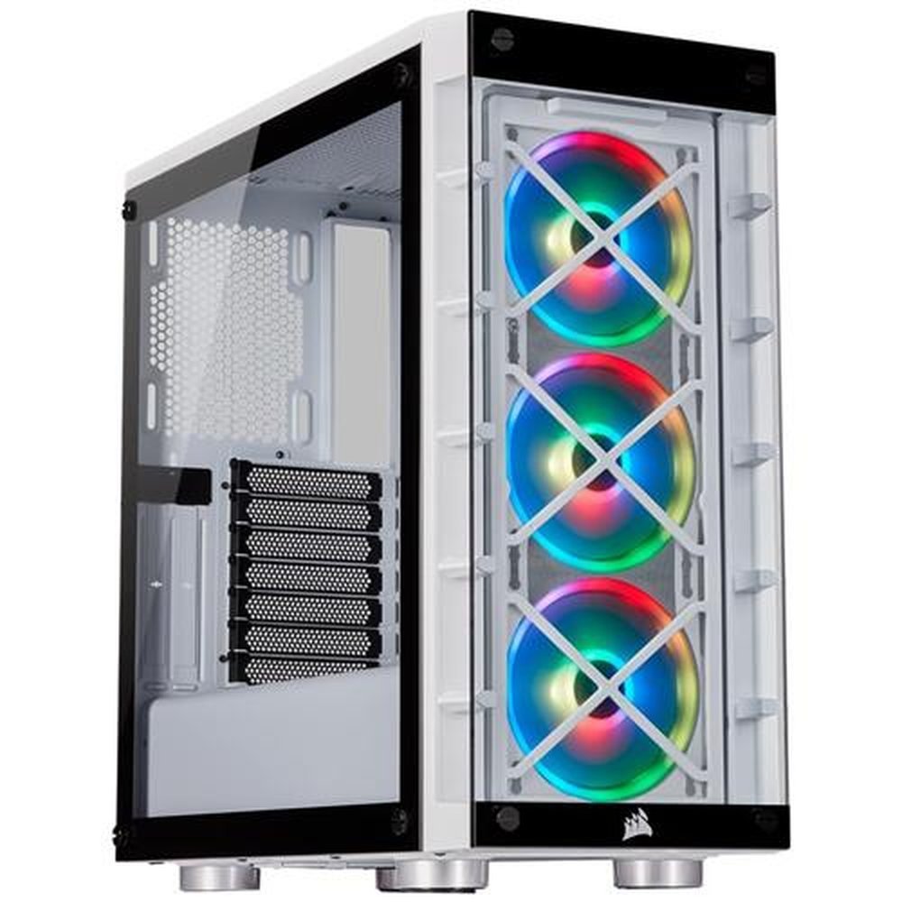 Gabinete Gamer Corsair iCUE 465XMid Tower RGB com FAN, Lateral e Frontal em Vidro Branco CC-9011189-WW