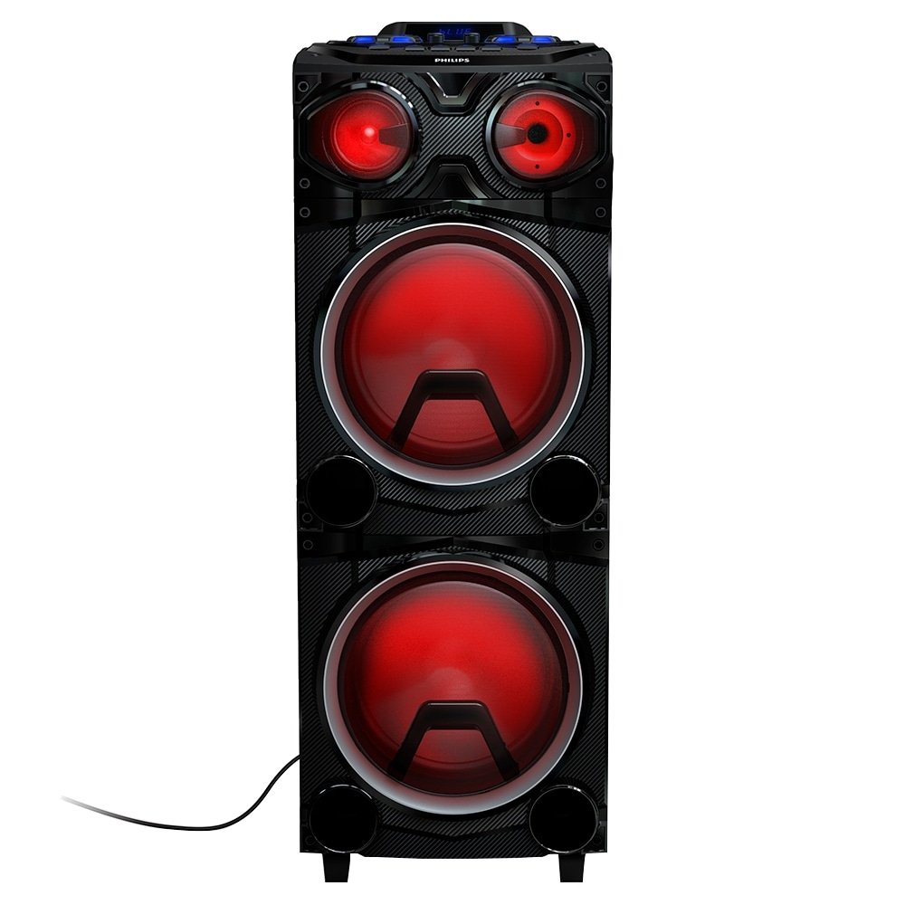 Caixa de Som Amplificada Philips Party Speaker TAX3708/78 - Entrada AUX, Cartão SD, Bluetooth, 2000W RMS, Preto