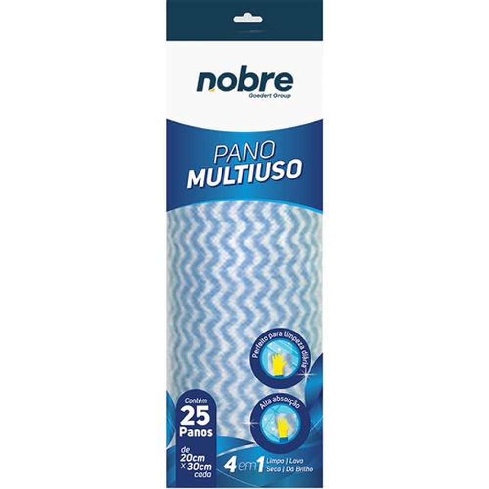 Pano Multiuso Rolo Com 25 Panos De 30Cm X 20Cm Picotado Aproximadamente 30Cm Azul Nobre