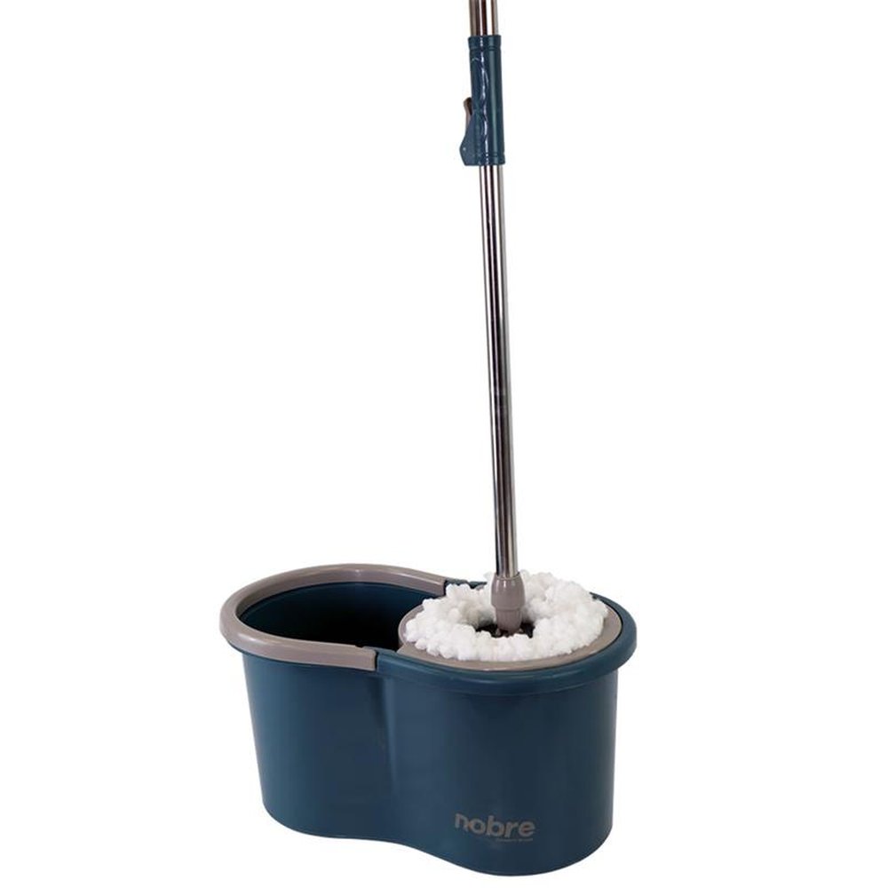 Conjunto Mop Rotatorio Balde 13L Com Cesto Inox E 2 Refis Rotary Mop Stainless Steel Nobre