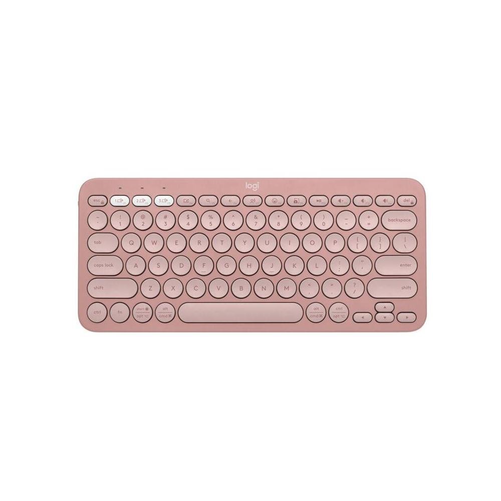 Teclado Sem Fio Logitech, Bluetooth e USB, Pebble Keys 2 K380s, Easy-Switch e Pilha Inclusa, Rosa - 920-011791.