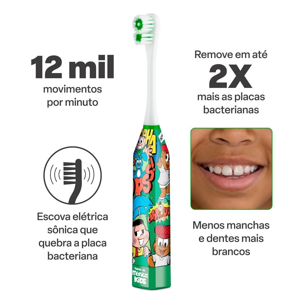 Escova Eletrica Sonica Infantil Kids Health Pro Cebolinha Turma da Monica - HC271