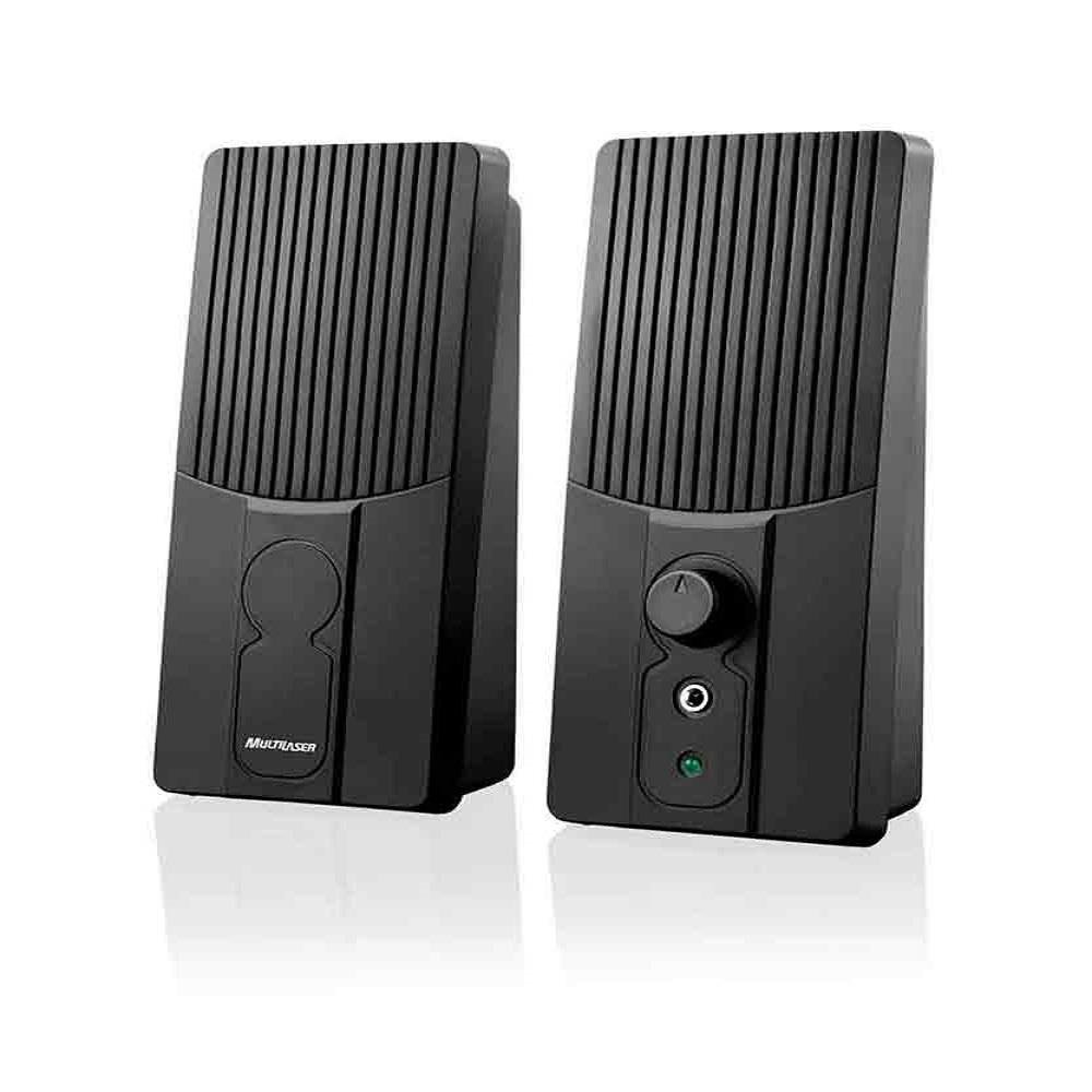 Caixas de Som Multi 2.0 1W RMS Alimentação Usb Conexão P2 Som Estereo Preto - SP050