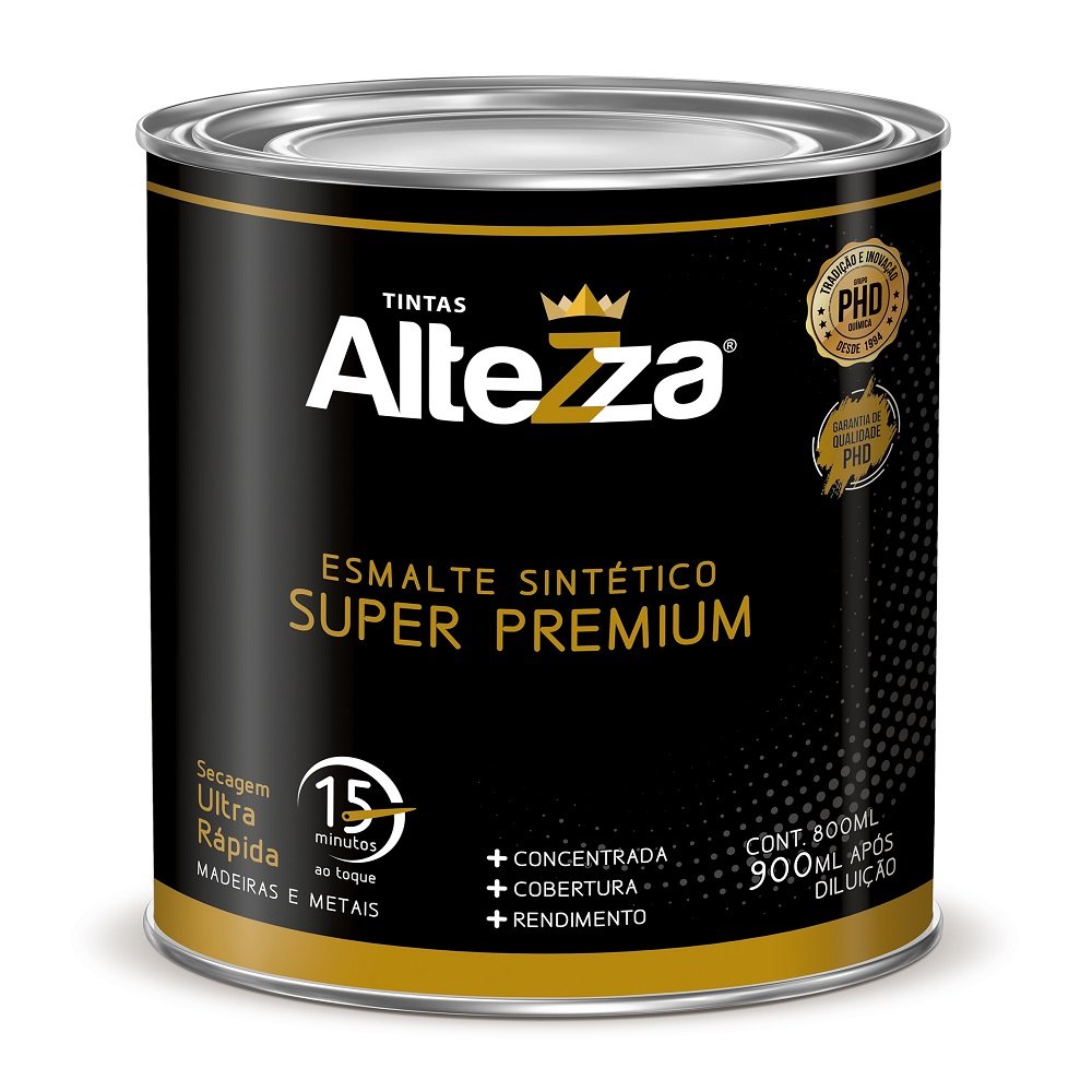 Tinta Esmalte Sintetico Brilhante Super Premium 800Ml Cinza Medio